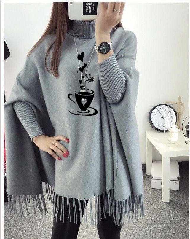 Women's Fleece Plain Poncha Printed Cape Shawl