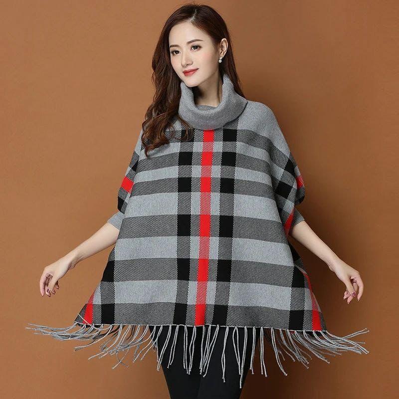 Women's Fleece Plain Poncha Printed Cape Shawl