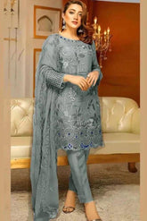 3 Pcs Women's Unstitched Linen Embroidered Suit