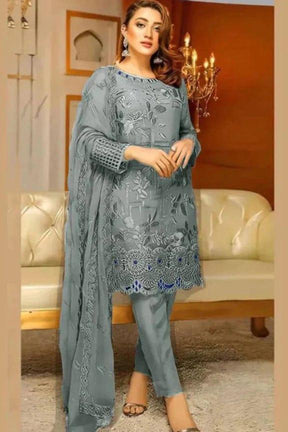 3 Pcs Women's Unstitched Linen Embroidered Suit